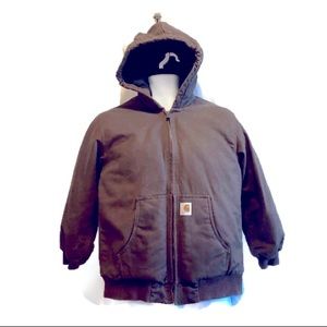 Carhartt Sz L Boys Brown Hooded Winter Coat